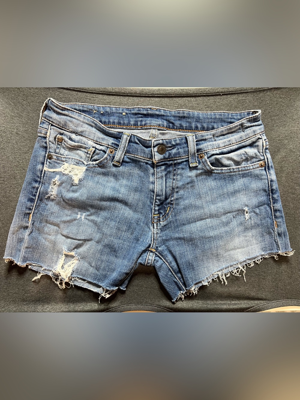 Ralph Lauren Distressed Blue Denim Cutoff Shorts